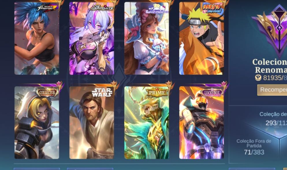 Conta de Mobile Legends Cheia de Skins