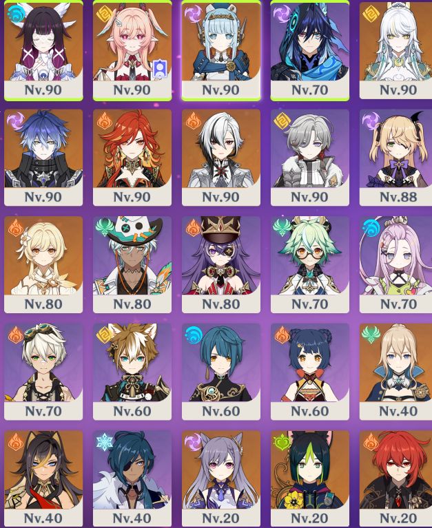 Conta com ColumbinaC2,FLins,Ineffa,Zibai,Linnea,Mavuika,Arlecchino