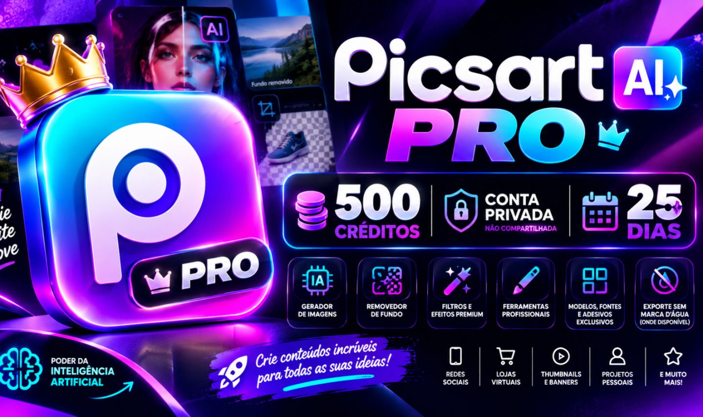 PICSART PRO PREMIUM 500 CRÉDITOS | PRIVADO | 25 DIAS [MELHOR PREÇO + GARANTIA]