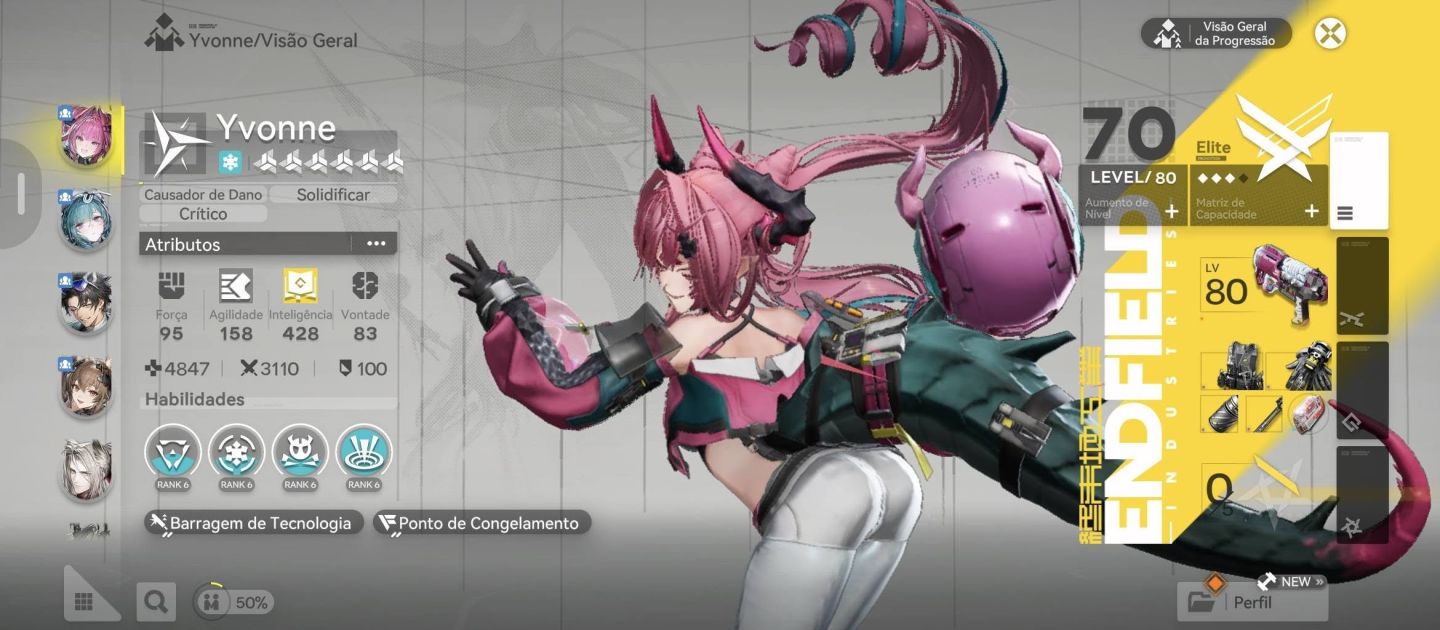 Conta com YVONNE + BIS, LAEVATAIN E GILBERTA Arknight Endfield