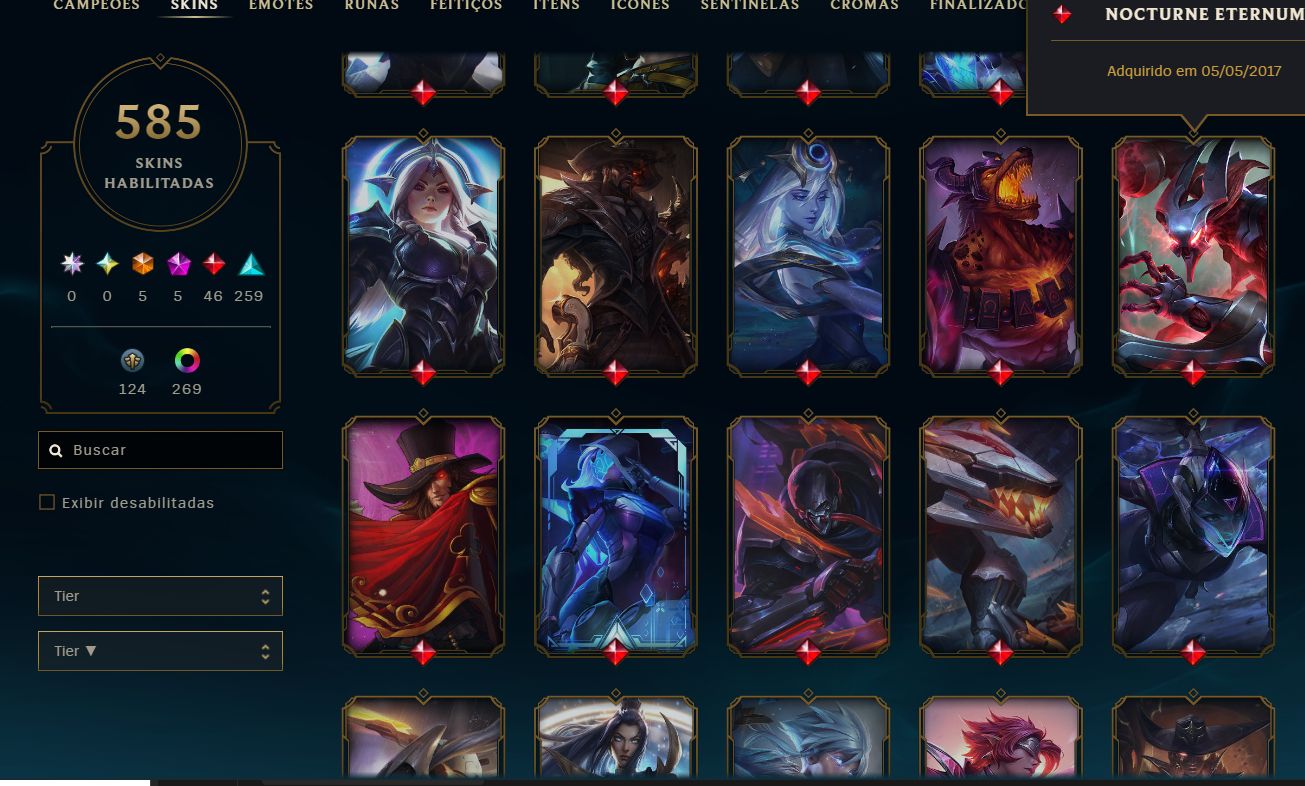 CONTA LOL, FULL CHAMPS, 240K ESSENCIA AZUL, LVL 793, 585 SKINs