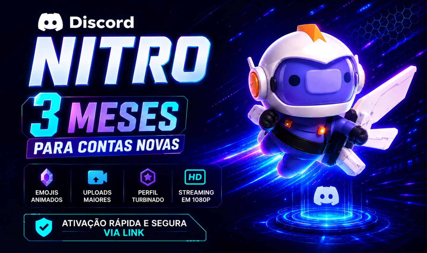 Discord Nitro 3 Meses TRIAL [LINK] Leia a descrição..