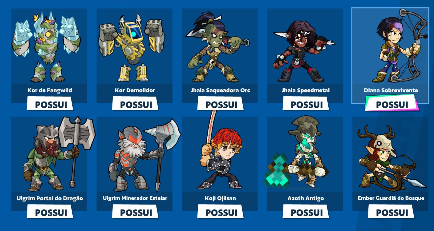Conta Steam Nível 4 | Brawlhalla 1.9k Horas + Passe 9, 4, 7, 13, 8, 10 + 76 Skin