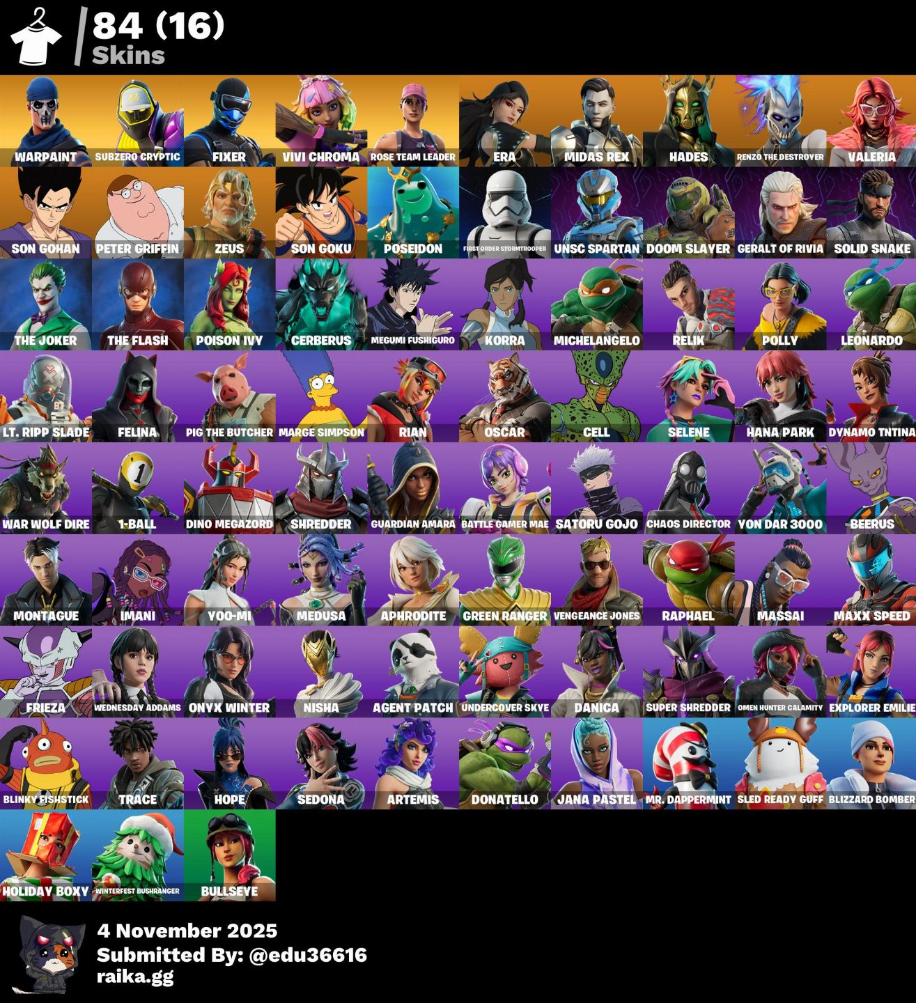 Conta Fortnite 84 skins | Goku | Son Gohan | Peter Griffin | 2450 VB