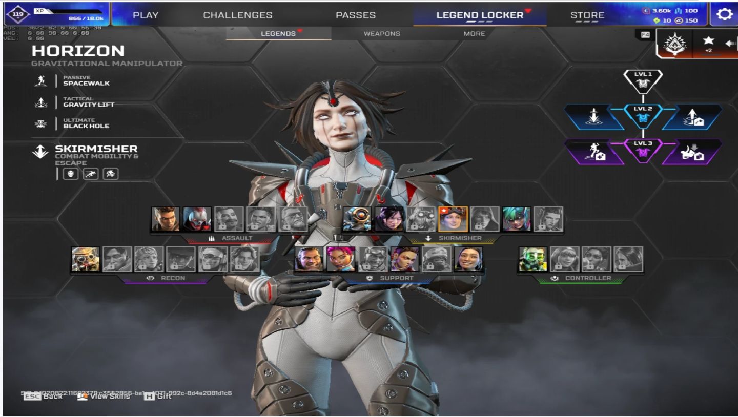 Conta de Apex Legends com Herança da Horizon e Badge Rara de Master/mestre