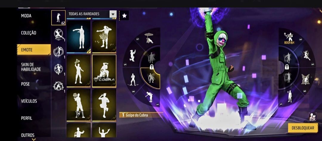 Conta Free Fire Gemada | 450+ Peitorais | Fadinha | Criminal Verde