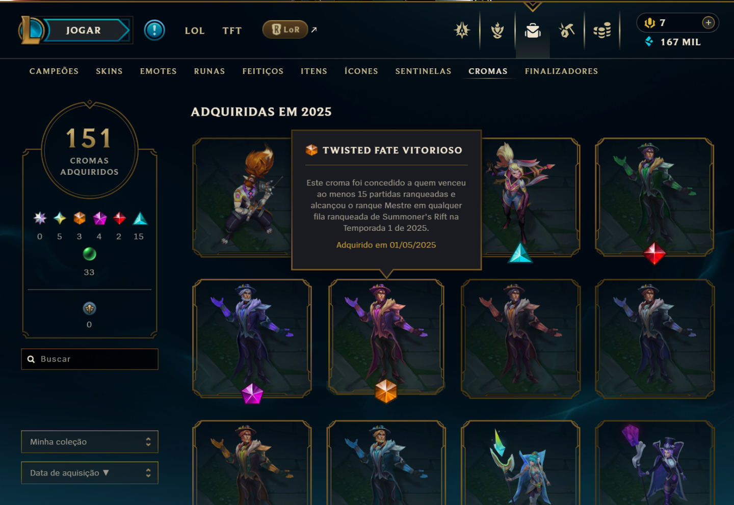 Conta lol PAX Twisted Fate + 1792 Skin e skins Raras