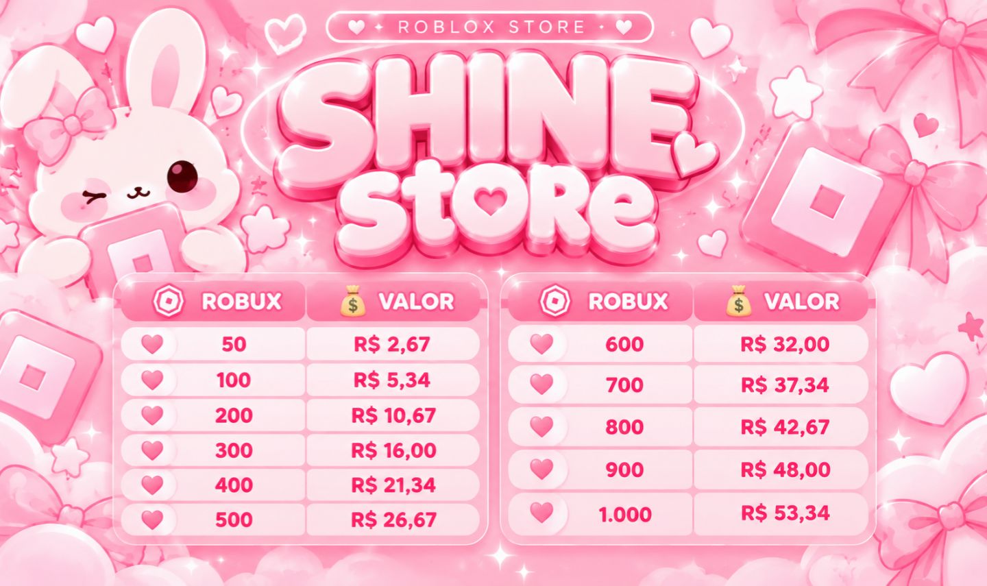Venda de robux via plus barato pra sua conta.