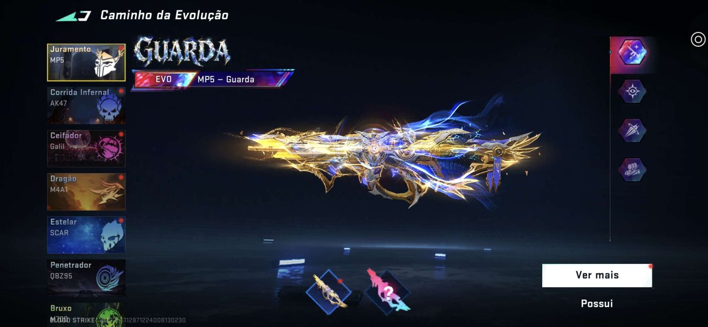 Conta de BS bem cuidada com várias skins evo e eternas