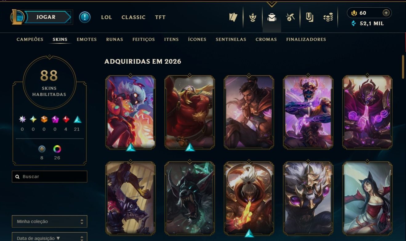 Conta LoL Platina I | 88 Skins (4 Lendárias) | 52 Mil EA p/ Campeões