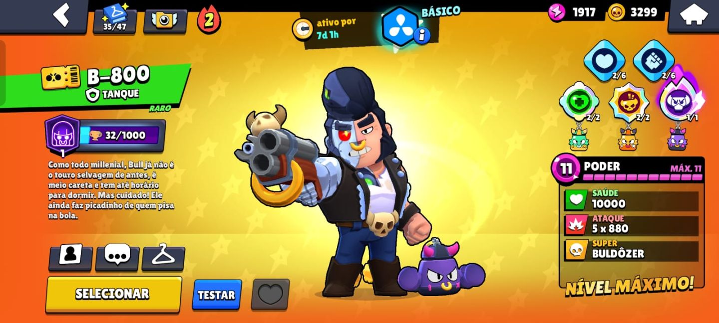 Conta Brawl Stars upada com mais de 1620 horas de jogo e algumas skins limitadas