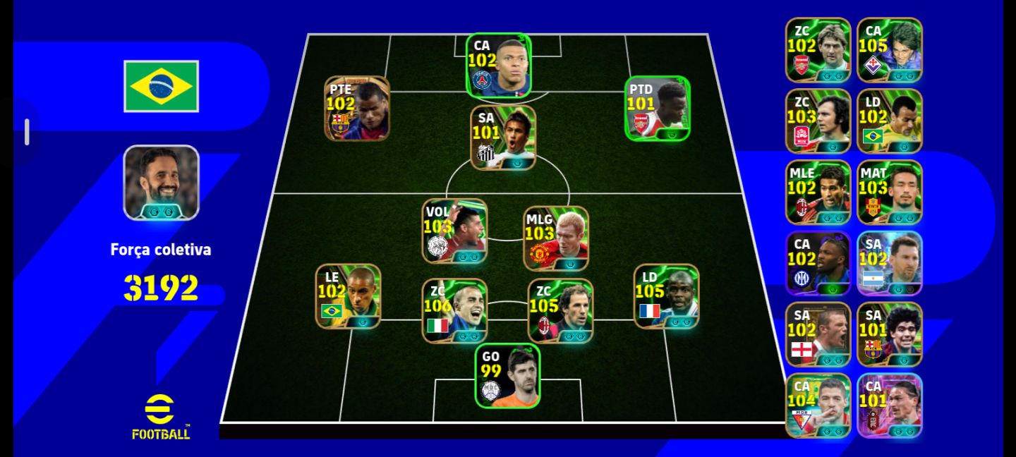 CONTA EFOOTBALL | 3192 FORÇA COLETIVA | Roberto Carlos, Neymar Jr