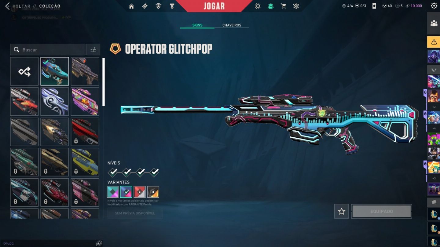 Conta valorant, top, cheia de skins por conta com sheriff arcane