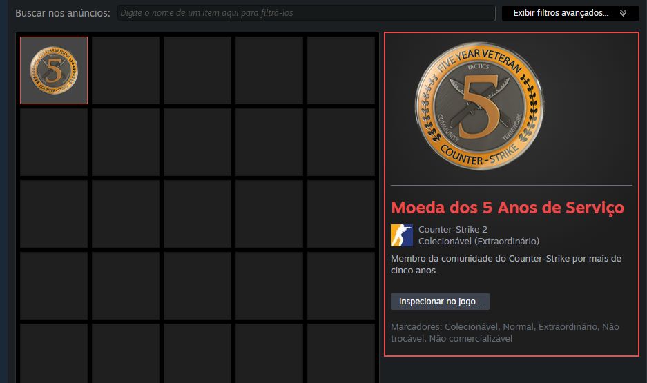 CS2 com Medalha 5 anos SEM PRIME