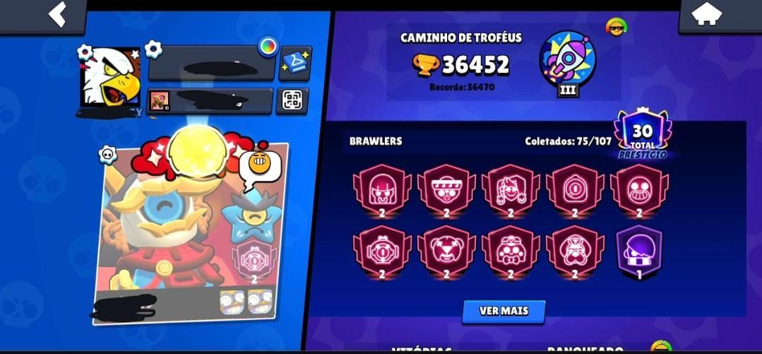 Conta Brawl Stars | 75 Brawlers | 36k Troféus