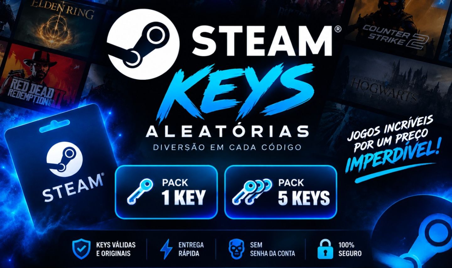 Keys Steam Aleatórias | Packs de 1 e 5 Unidades