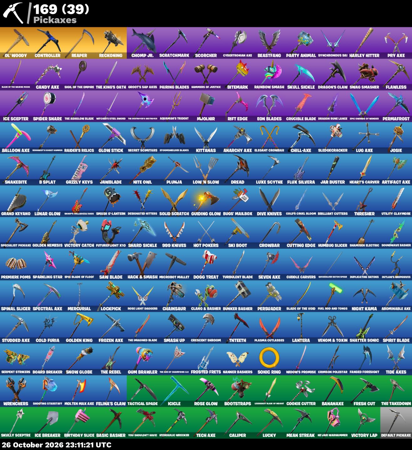 CONTA FORTNITE COM 147 SKINS + 169 PICARETAS + 143 EMOTES | COLEÇÃO GIGANTE!