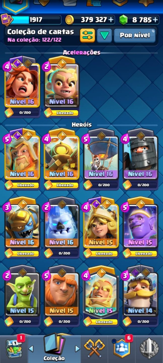 Clash Royale rei nível 16 + 8700 gemas + Full cartas + Evoluções + Heróis e mt++