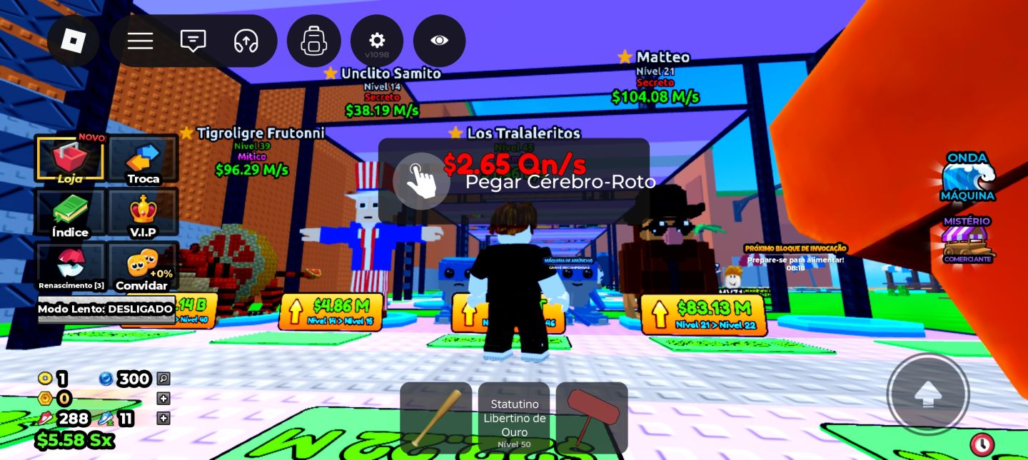 Escape do tisunami para brainrot conta full com 298 de velocidade