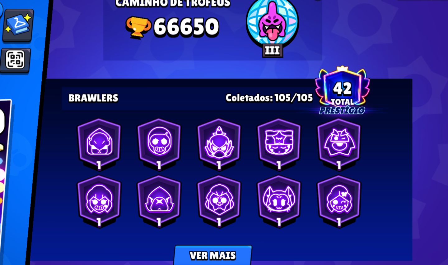 CONTA BRAWL STARS 66K TROFÉUS | 105/105 BRAWLERS | 42 COM 1K