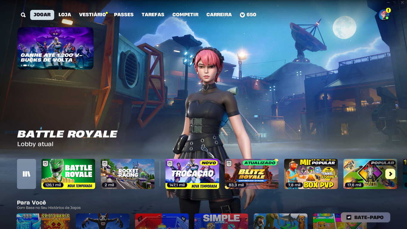 CONTA FORTNITE COM JOGOS EPIC!!!