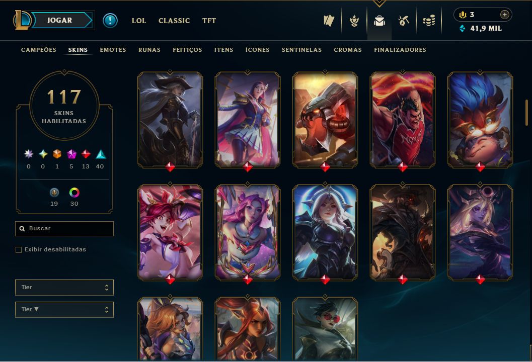 Conta LoL 117 Skins - Akali KDA Prestígio 2018 + Versão Exclusiva 2022