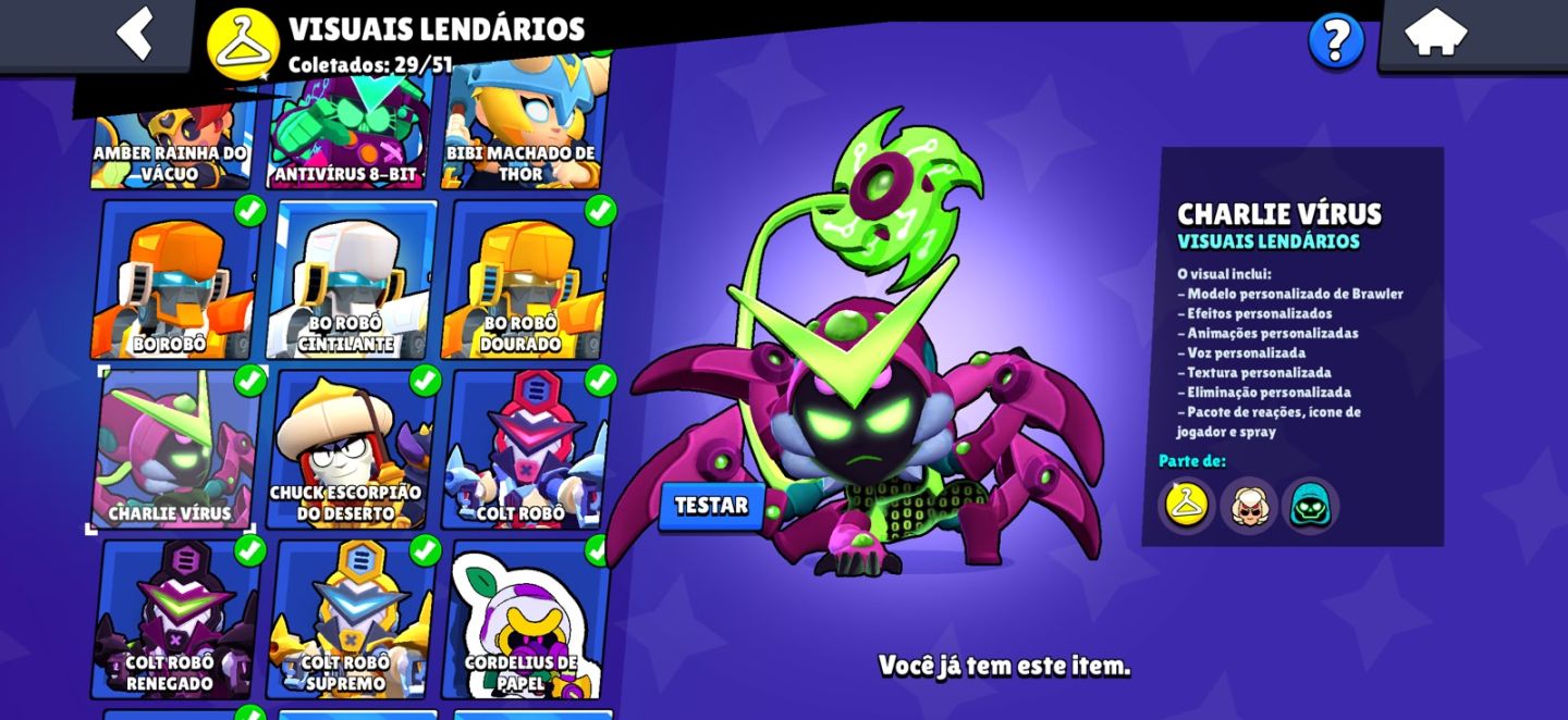 Conta de 2019 com 463 Skins / 5 Pro Pass (Colt / Dinamyke / Leon, Corvo e Brock)
