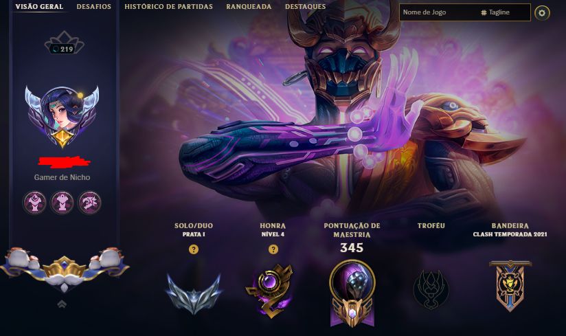 CONTA LOL LEVEL 219, COM 133 SKINS PRATA 1 FULL ACESSO E ENVIO RÁPIDO