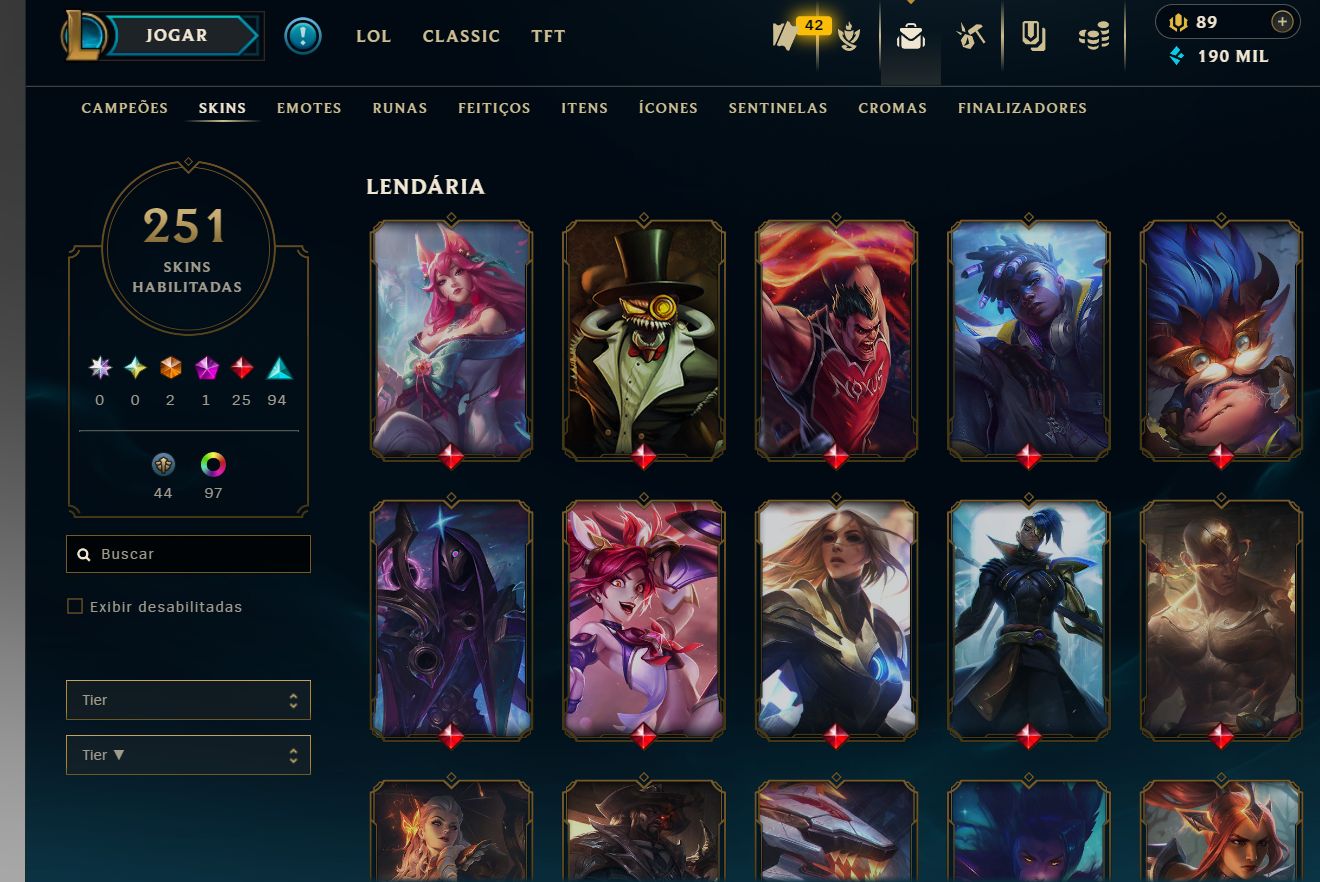 LOL CONTA LVL 732 | ESMERALDA IV | +200 SKINS | 25 LENDÁRIAS | TODOS OS CAMPEÕES