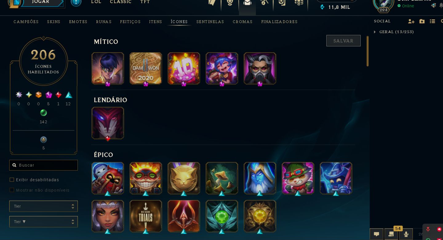 Conta LoL BR | Ex-Mestre | Esmeralda IV | +28 PDL | 158 Skins | 101 Champs