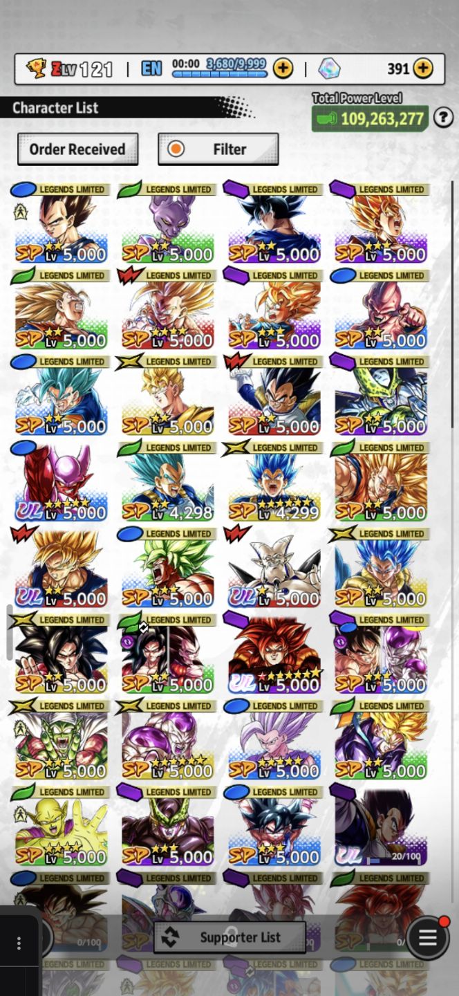 Conta db legends lv 121 (GOGETA SSJ4) 27 legends limited e 4 ultras e 391 gems
