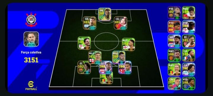 CONTA DE EFOOTBALL MOBILE COM 3151 DE FORÇA COLETIVA/DIVISÃO ATUAL 8 E 5