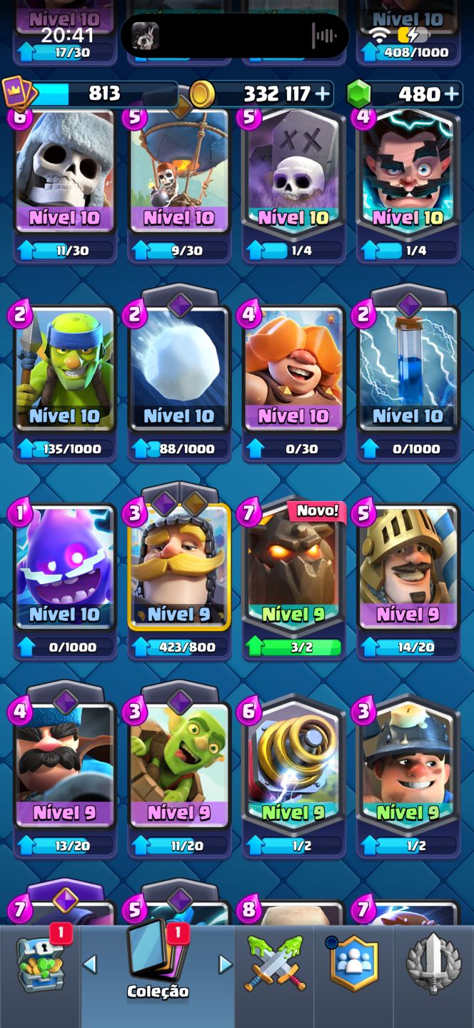 CONTA COMPLETA CLASH ROYALE 332.117 OUROS + 480 GEMAS + 4.537 TROFÉUS