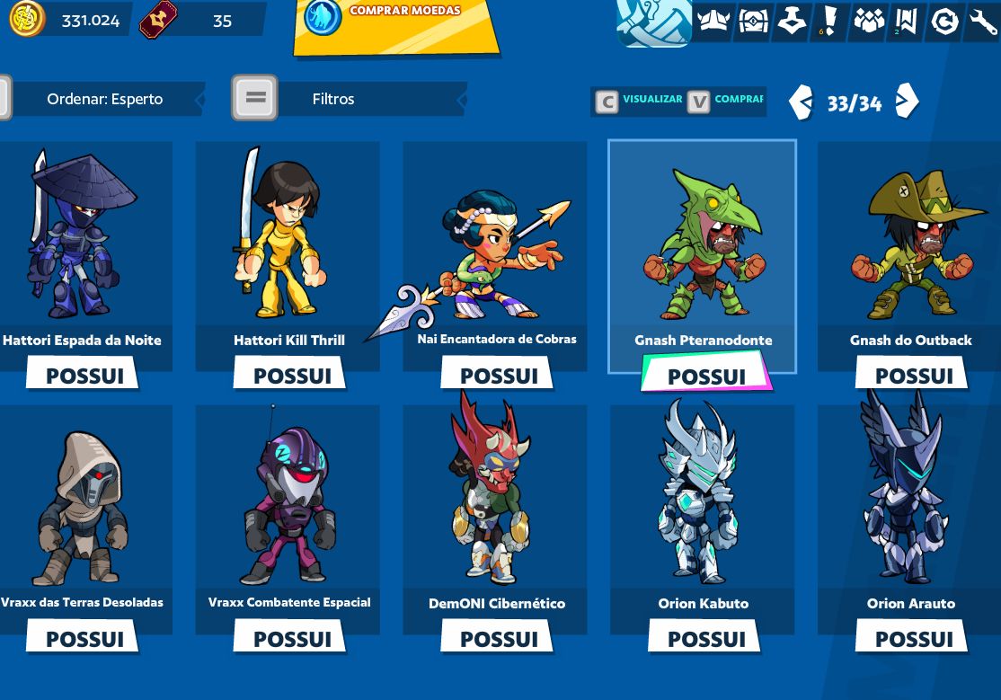 CONTA BRAWLHALLA COM 8 CROSSOVERS + SKINS + TODOS OS LEGENDS
