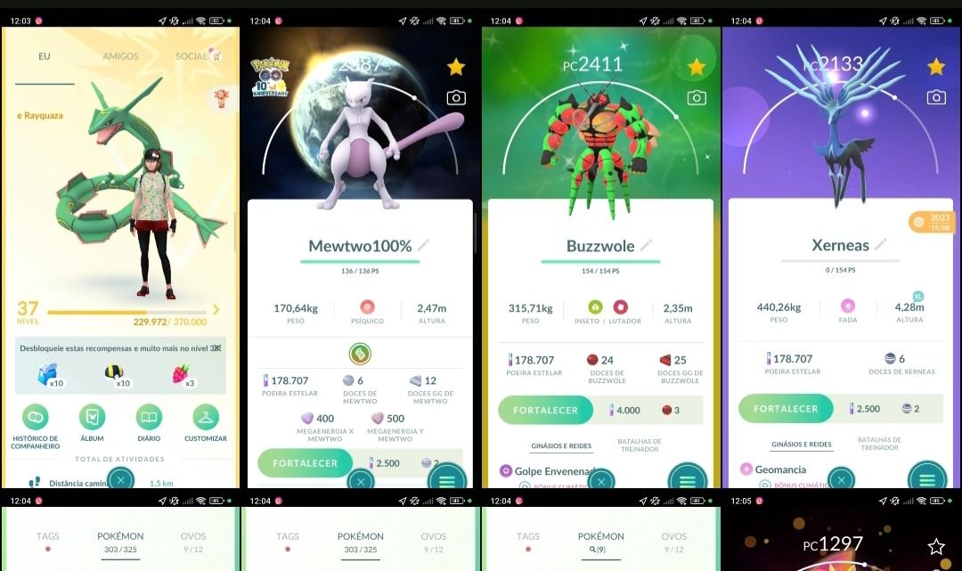 Nível 37 | Mewtwo 100% IV + 18 Lendários (Buzzwole Shiny, Xerneas) Q257