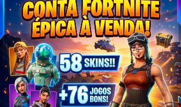 Conta Fortnite com 58 Skins e 76 Jogos Top na Conta!!!