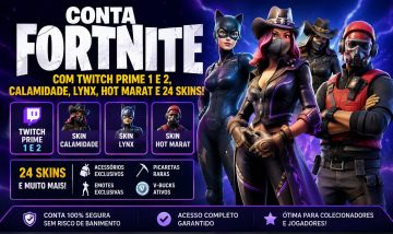 CONTA FORTNITE COM TWITCH PRIME 1 E 2, CALAMIDADE, LYNX, HOT MARAT E 24 SKINS!