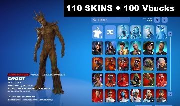 CONTA FORTNITE COM 111 SKINS | GROOT MARVEL | SURFISTA PRATEADO + RAROS