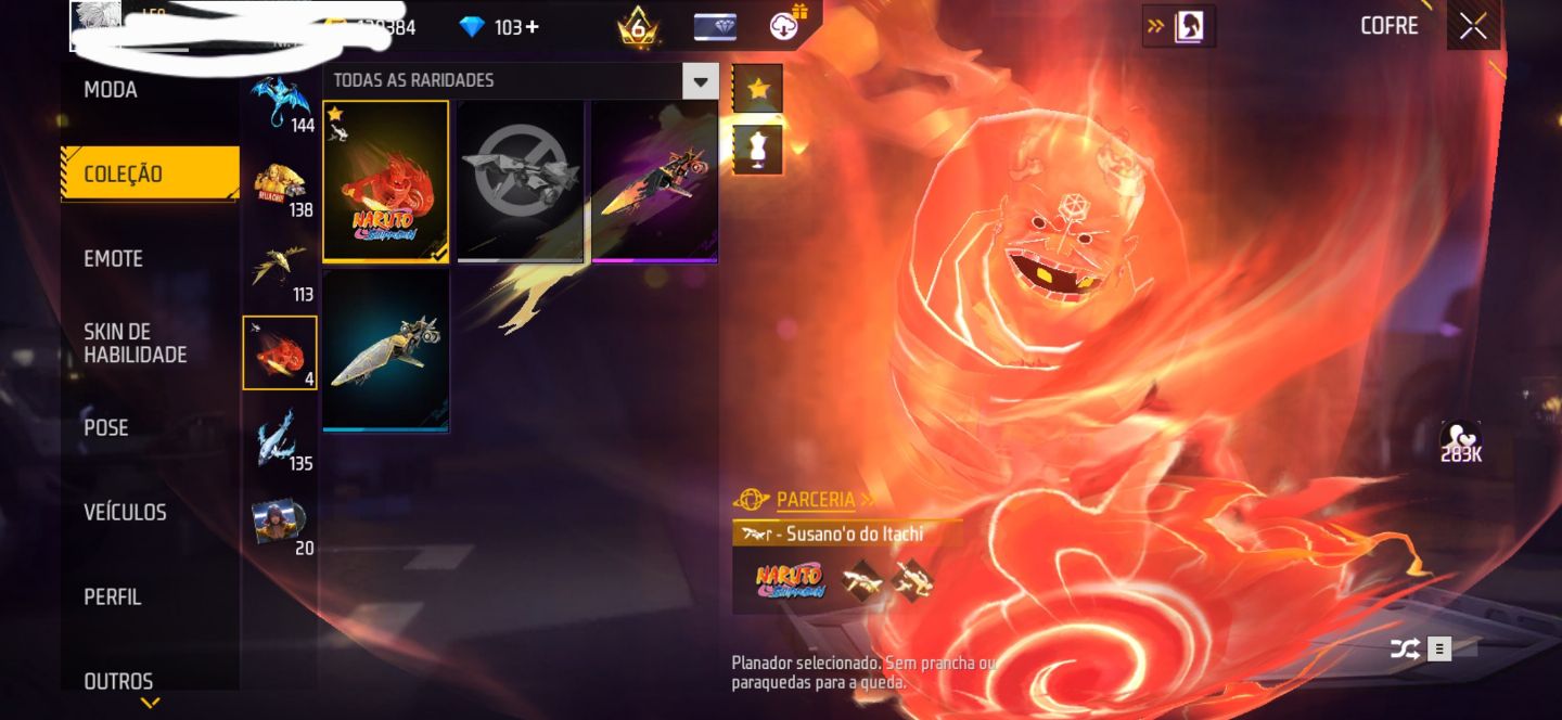 Conta de free fire com Angelical azul, duas evolutiva e punho um soco só Saitama