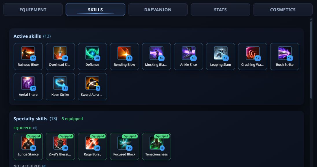 Conta Gladiator - CP: 200k GS: 3045 Top 8 SA ALL CLASS - Armas e acessórios craf