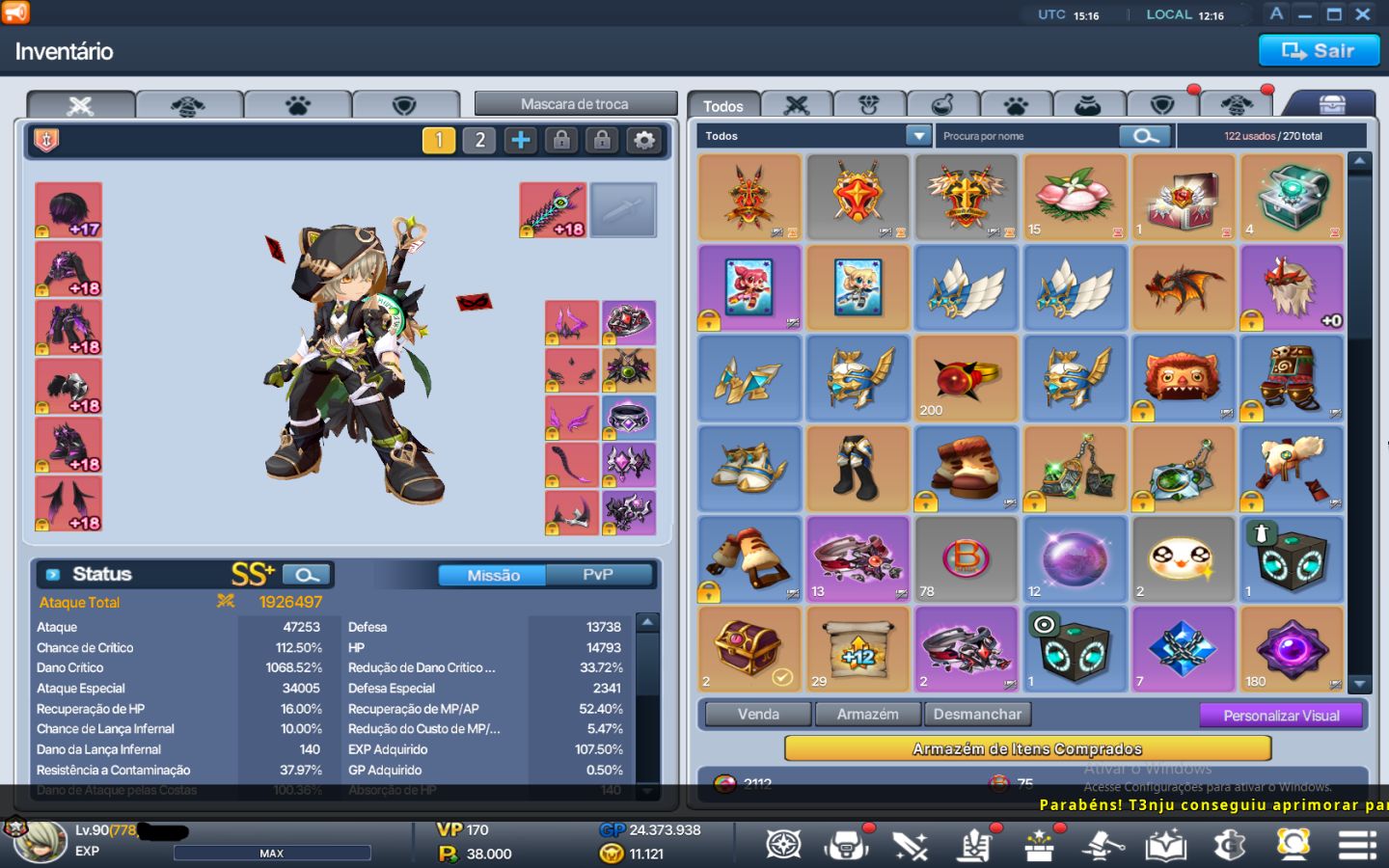 Conta CLV 778 | Zero 8,1KK | 21 personagens 1KK+ 4 800k+ | Maioria com SR