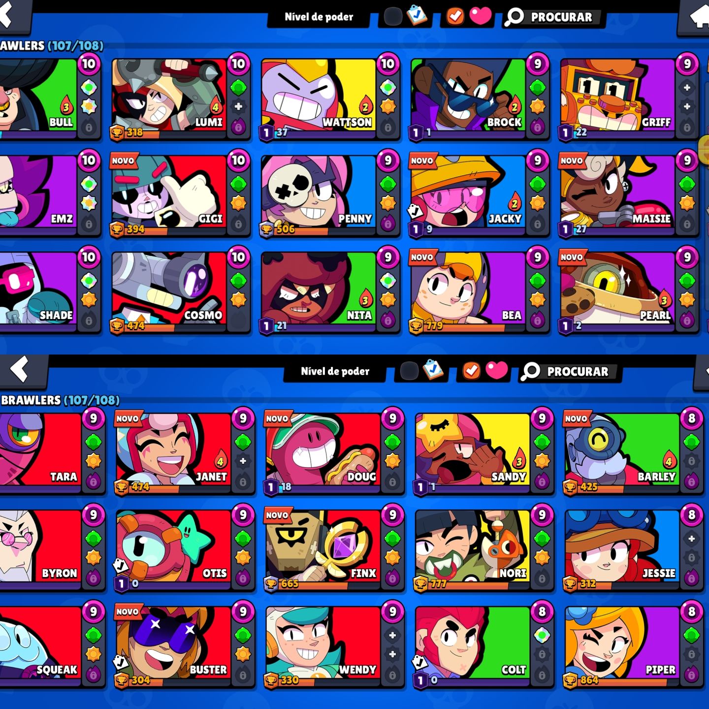 CONTA BRAWL STARS | 81.6K | 107 BRAWLERS | 287 SKINS | FULL ACESSO + DADOS