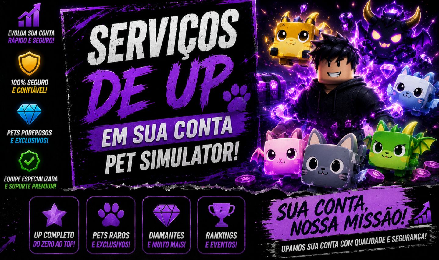 SERVIÇOS DE UP EM SUA CONTA PET SIMULATOR 99 | ROBLOX