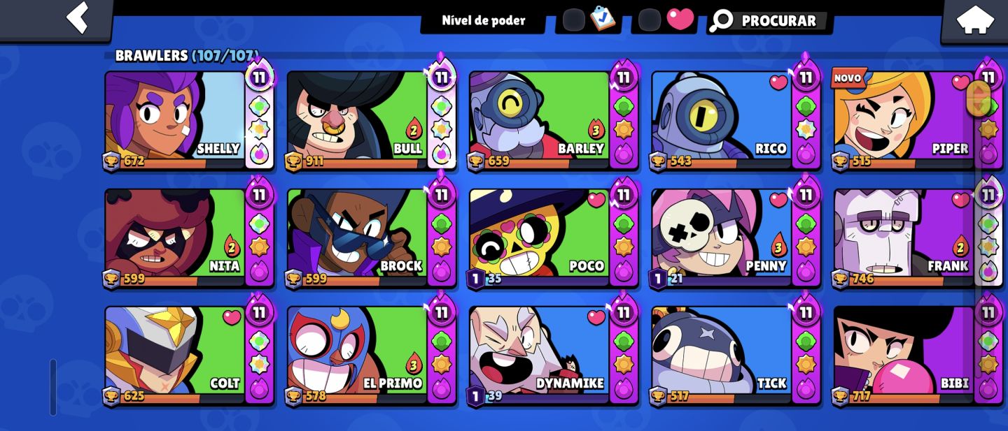 Brawl stars conta antiga todos os brawlers quase full