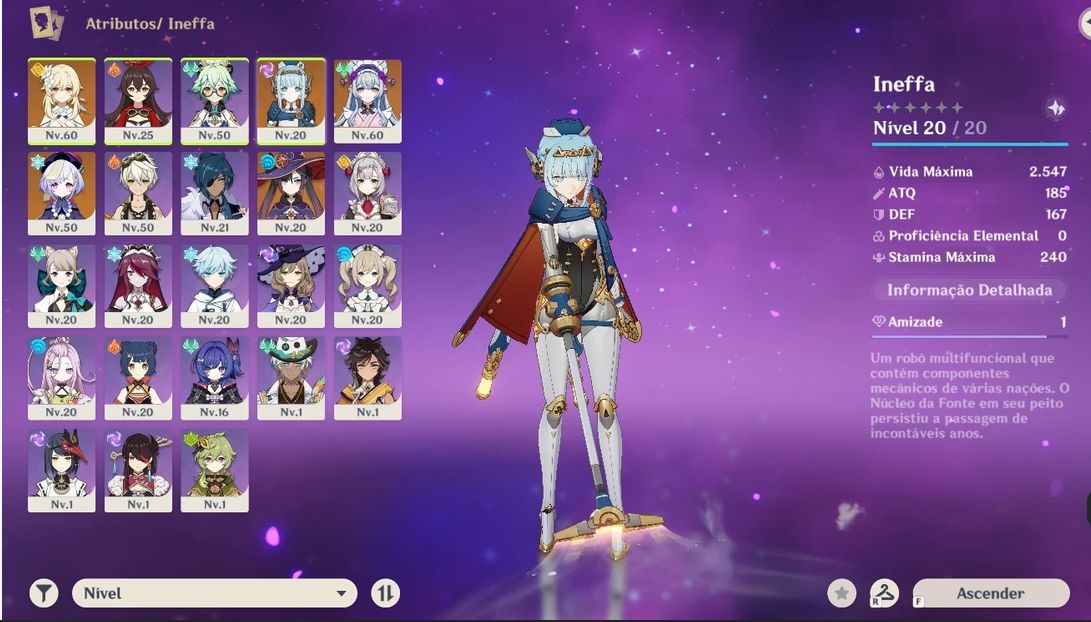 Conta Genshin com Ineffa, Mizuki, Qiqi e Mona pity 53 no banner