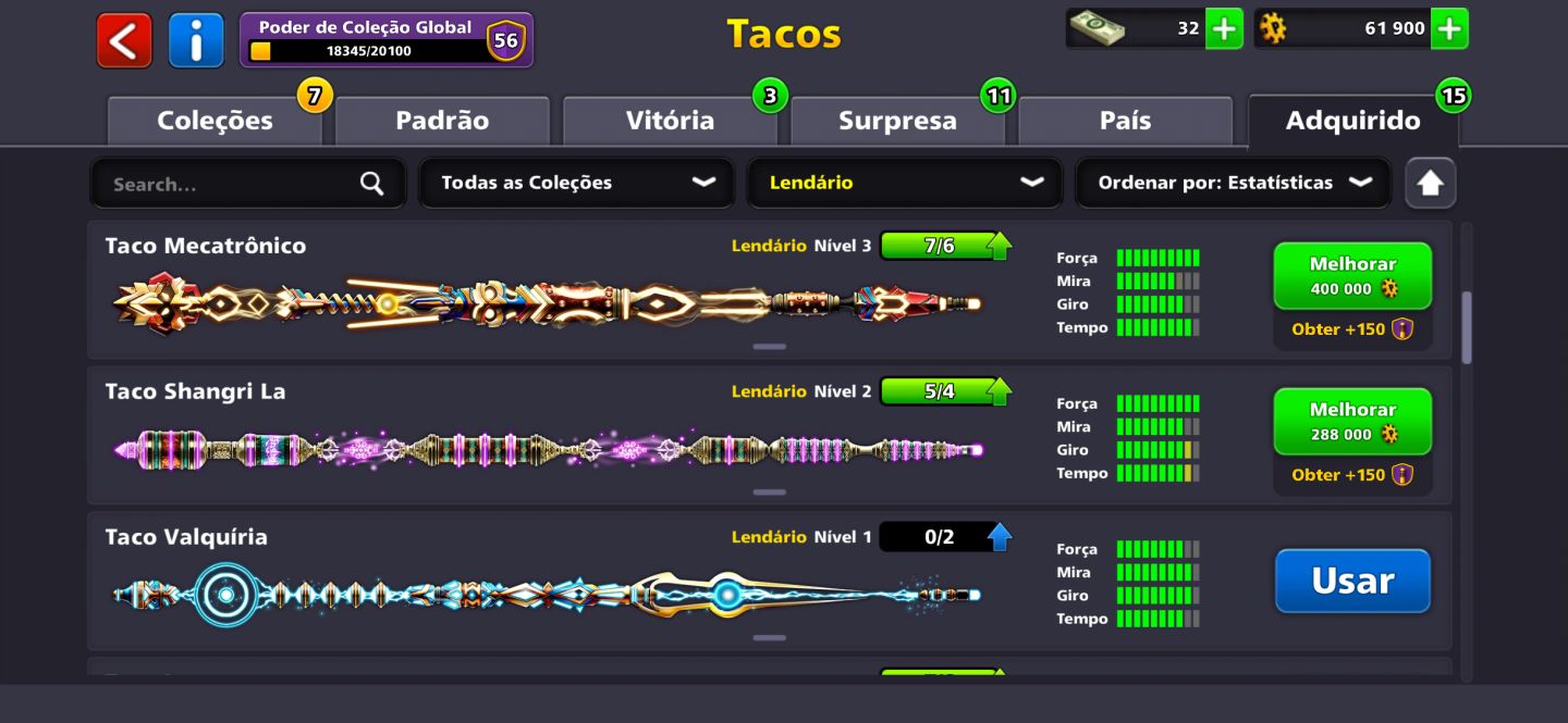 CONTA 8 BALL POOL TOP - NÍVEL 79 | 15+ TACOS LENDÁRIOS | VIP ESMERALDA