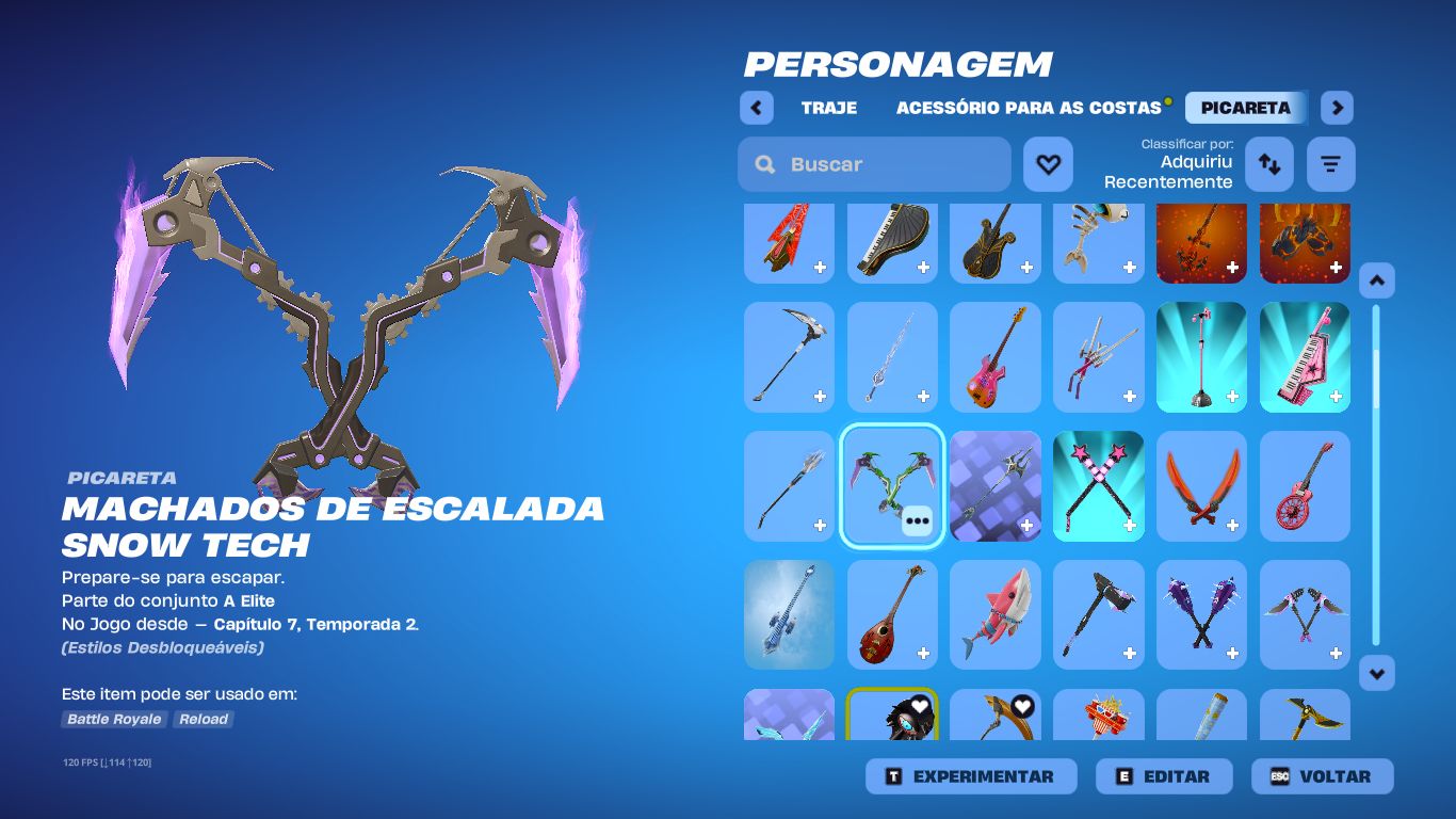 Conta de fortnite com 122 skins, 100 picaretas e atualmente com o clube ativado.