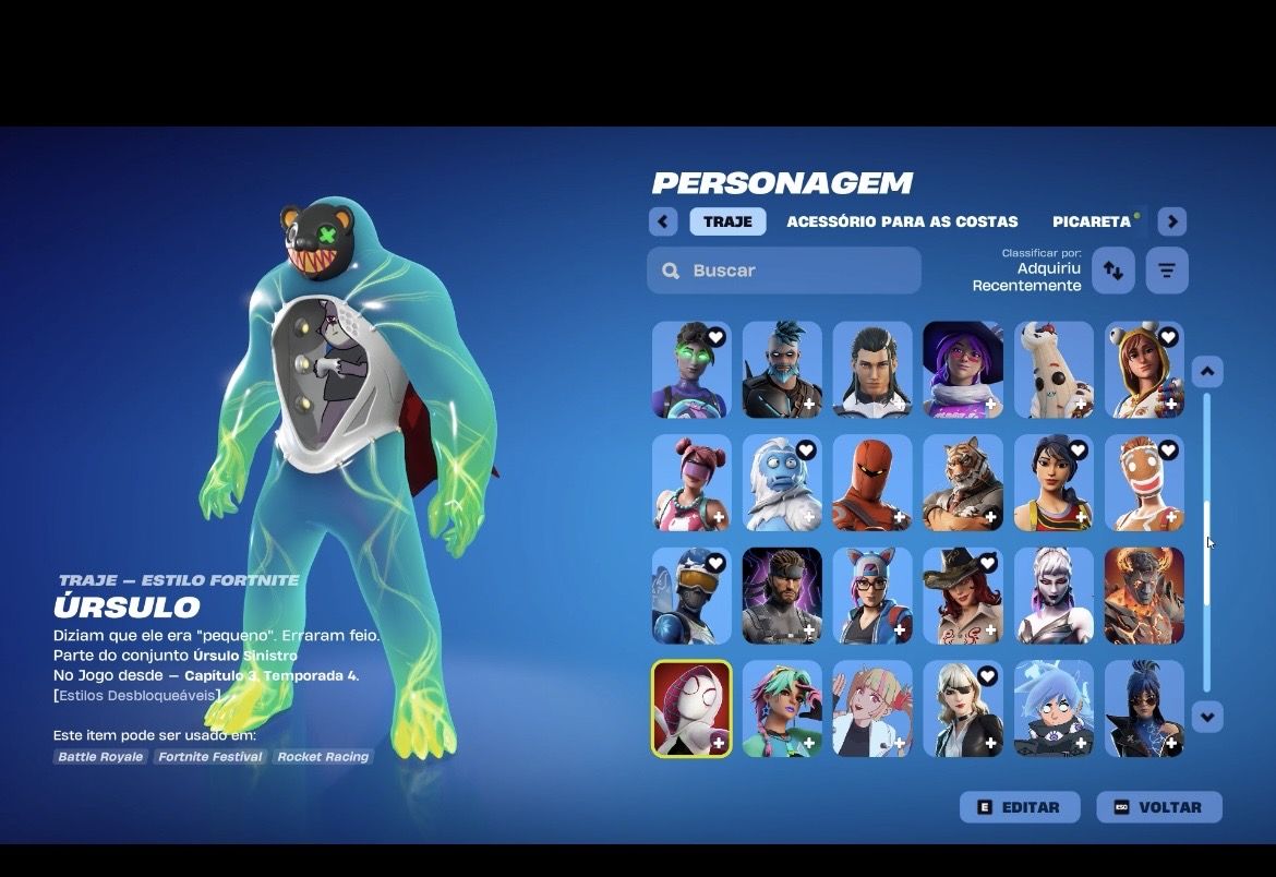 Conta de fortnite com skin tryhards passes antigos e muitas picaretas tryhards