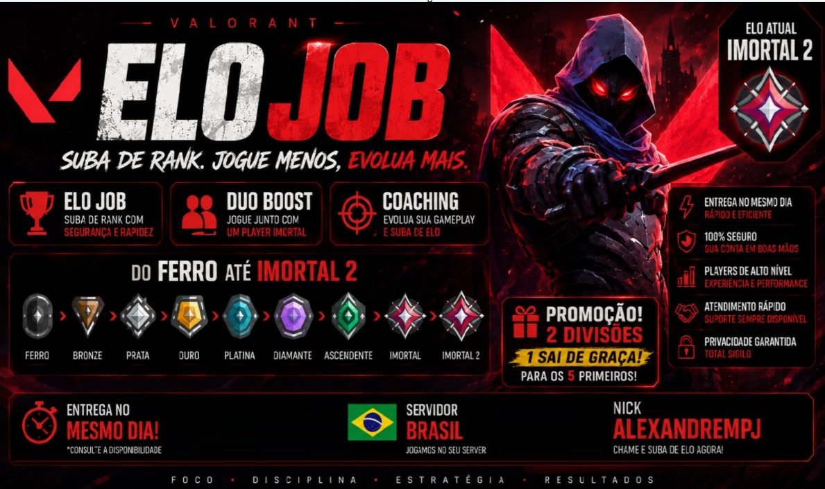 EloJob, DuoBoost e Coach PROMOÇÃO PROS 5 PRIMEIROS - VALORANT!