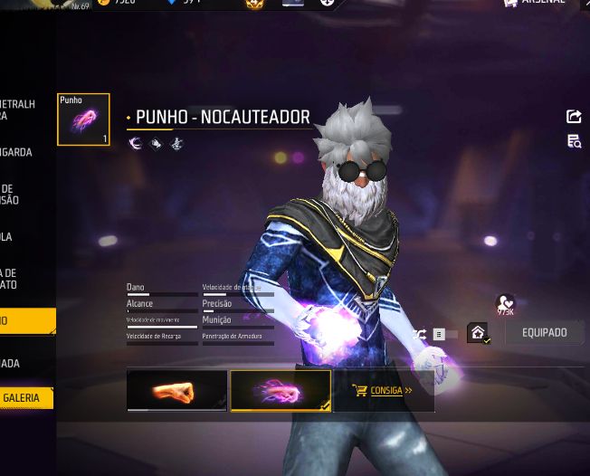 CONTA FREE FIRE COM VARIAS SKINS (UMP VERMELHA, CABELO ROSA, SOMBRA ROXA)
